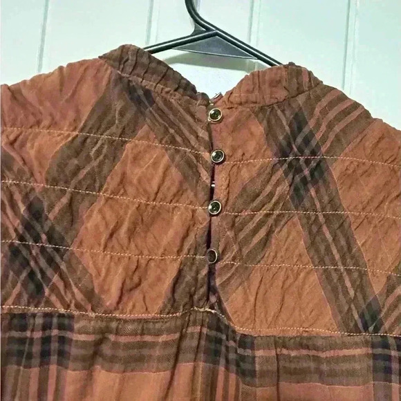 Revolve Bella Dahl cotton blend plaid mock neck top - Picture 6 of 13